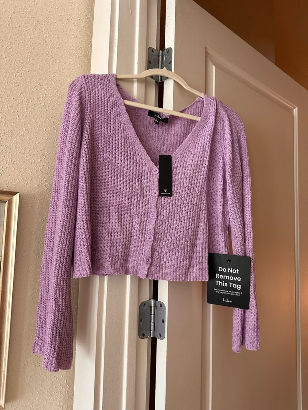 Lulu’s Springtime Sweetie Lavender Loose Knit Cardigan Sweater